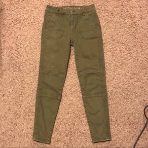 American Eagle Army Green Hi Rise Cropped Jeggings